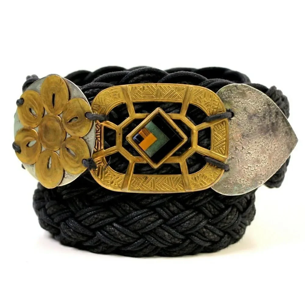 MOROCCO STYLE BRAIDED BLACK CORD 1 3/4